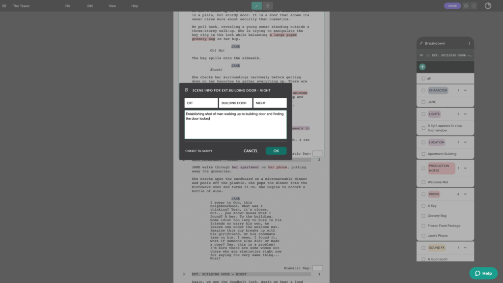celtx script writing software