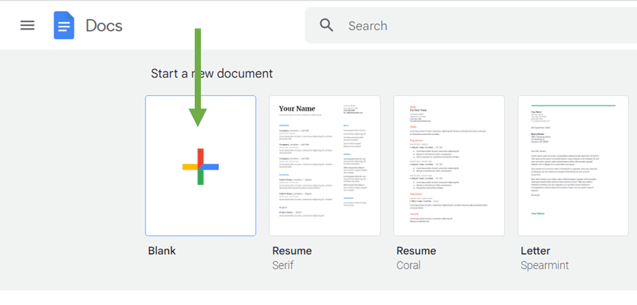 Step one of writing a screenplay with google docs