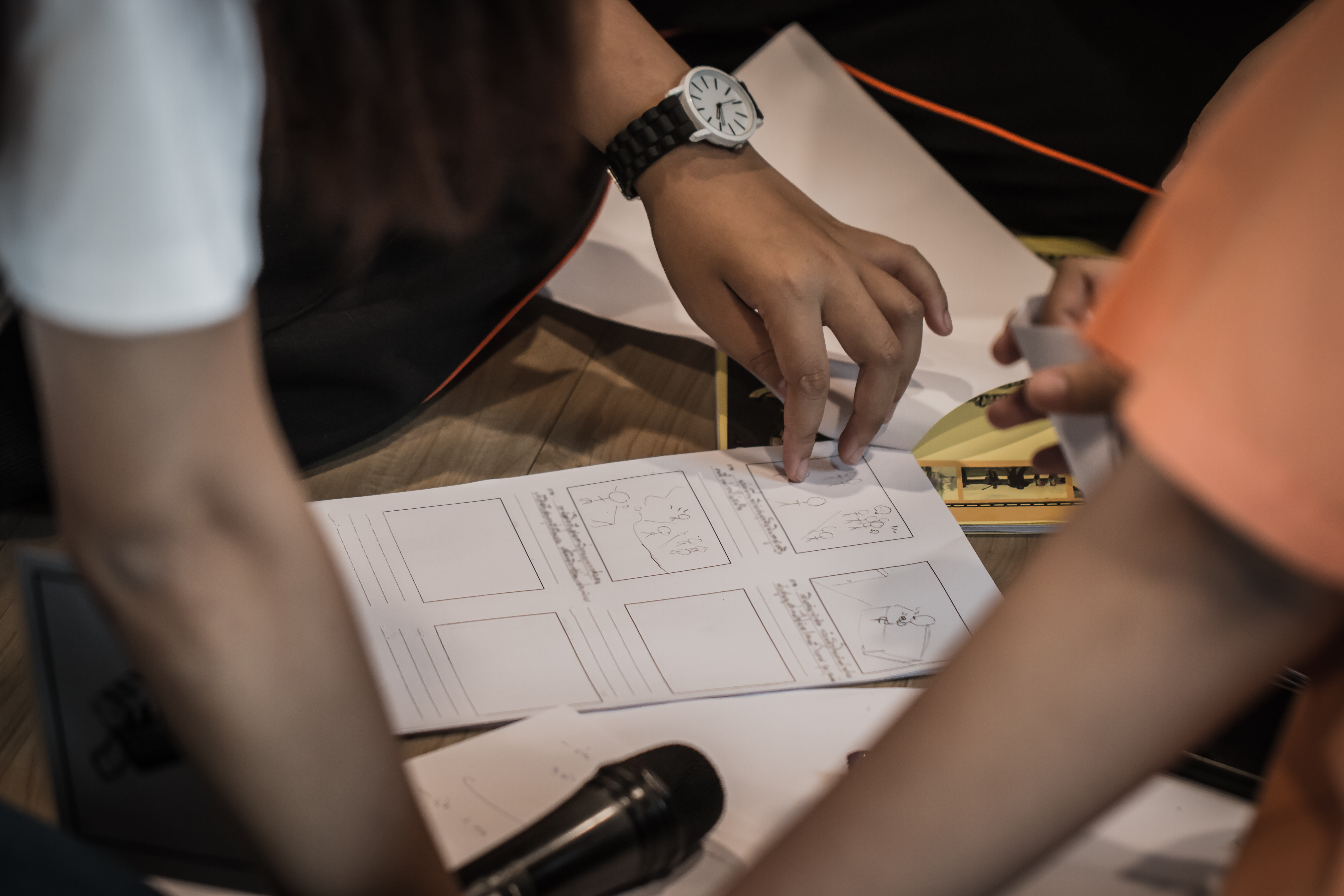 best screenwriting schools. students working on a storyboard