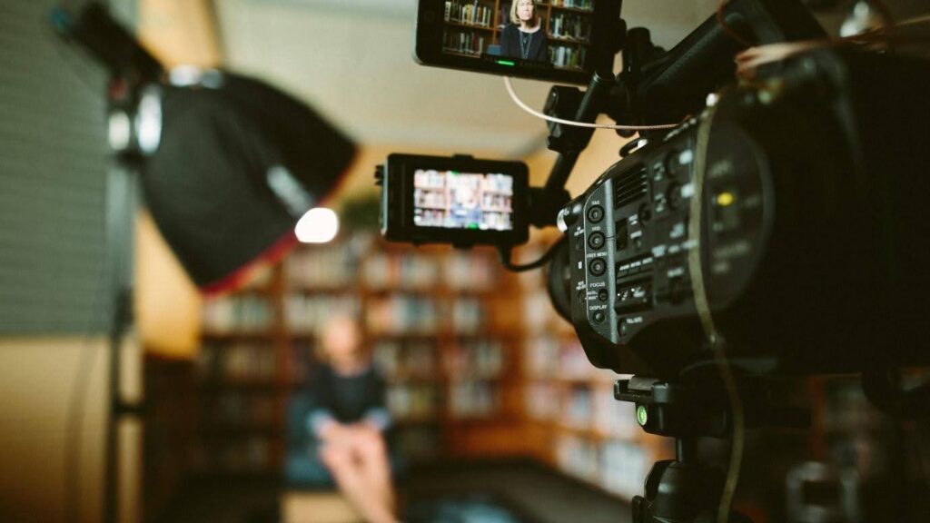 The viewfinder of a film camera.