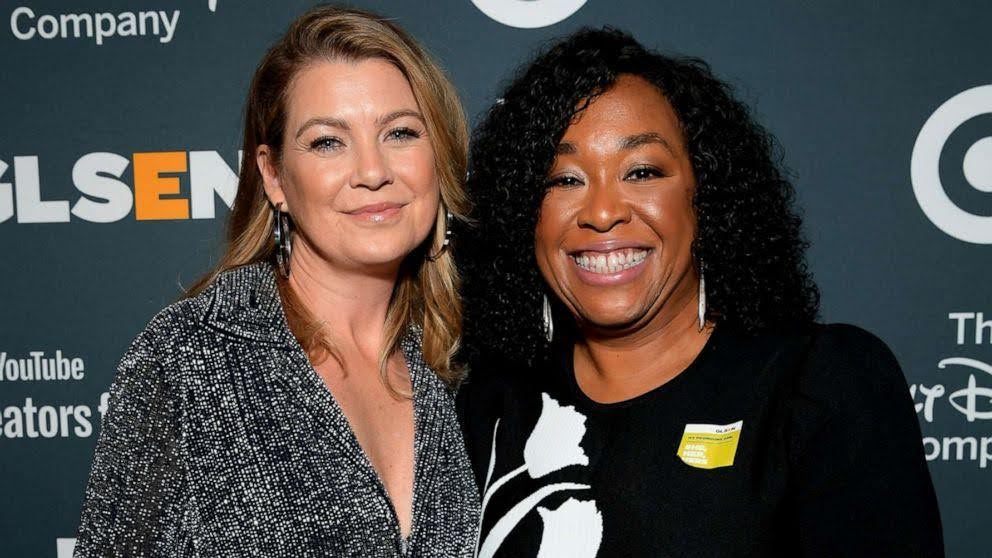 A photo of Ellen Pompeo and Shonda Rhimes - the executive producer of Grey's Anatomy and many other shows.