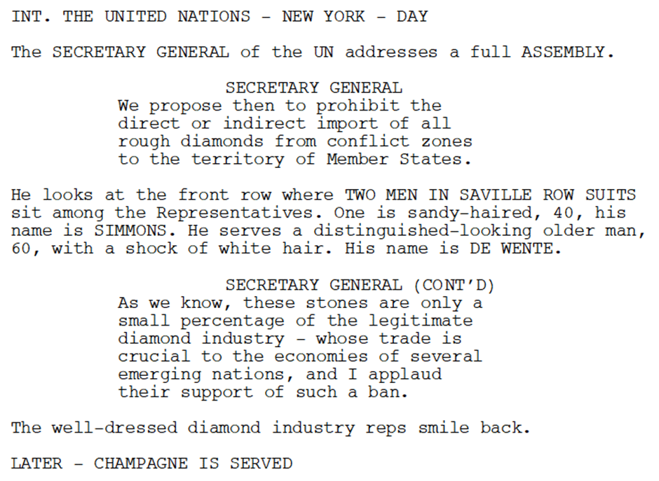 script showing time change indicated by the slugline