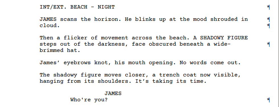 now we see the same script excerpt with asterisks (*) indicating the color revision set.