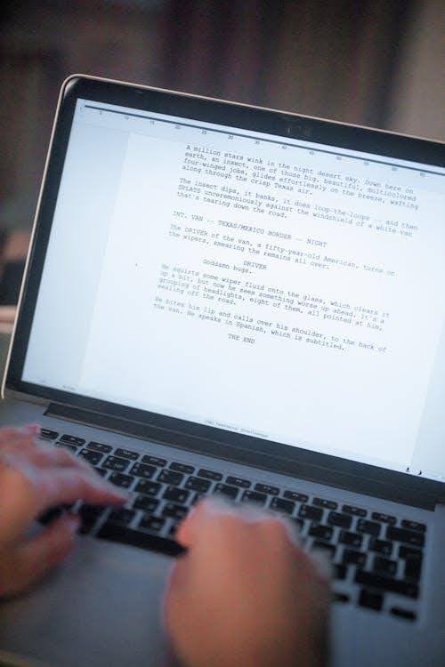 screenwriting software on a laptop screen