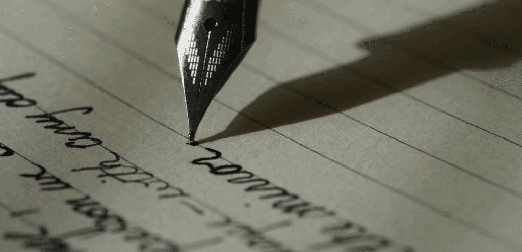 A quill marking a period at the end of a sentence.