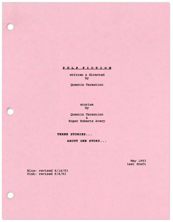 The script title page of Pulp Fiction
