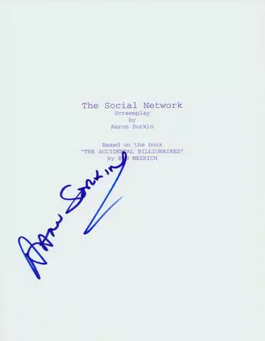 A signed copy of the title page of The Social Network