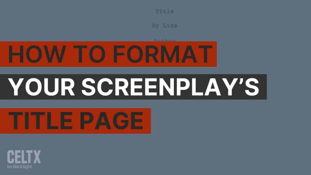 how to format your screenplay's title page