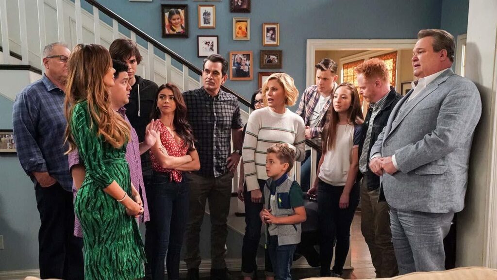 A still from an episode of the sitcom Modern Family