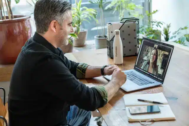 person on a video call
