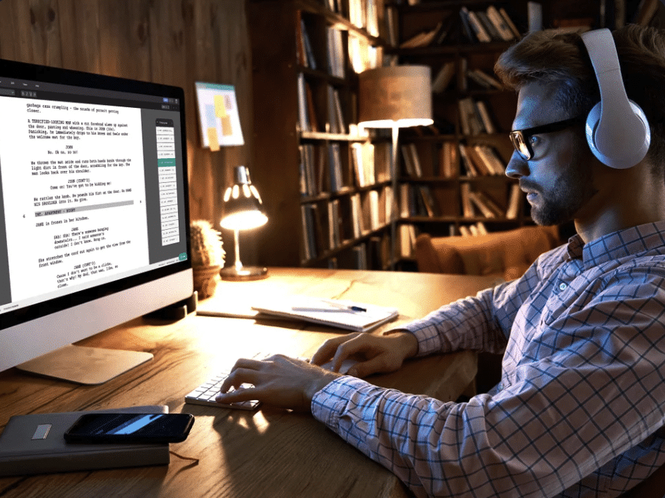 Celtx User Writing on Desktop