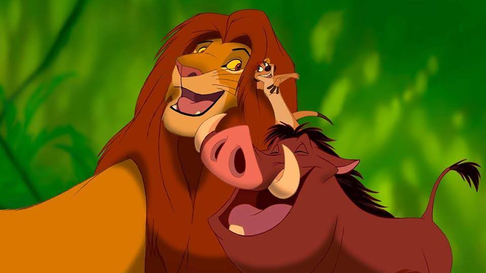 Simba, Timon, and Pumbaa in The Lion King