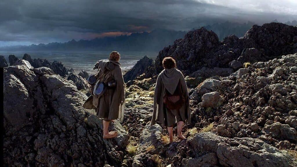 Sam and Frodo look out over the long journey ahead: From LOTR: The Two Towers