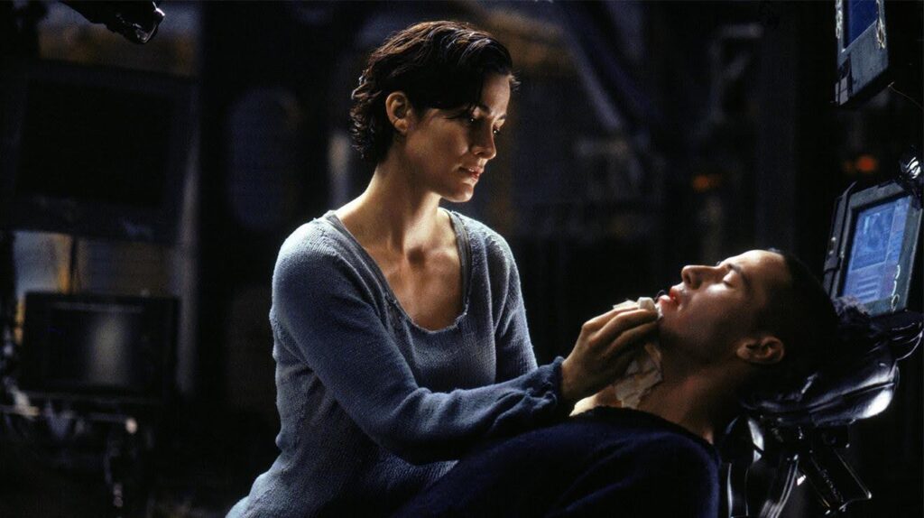A still from the film: The Matrix - an example of character vs. fate/destiny