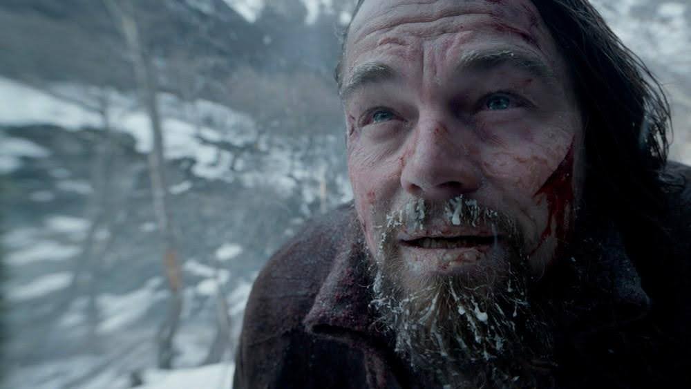 Leonardo DiCaprio in The Revenant: An example of Character vs. Nature -a type of external conflict.