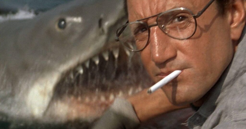 A still from the film "Jaws" - used as an example of external conflict in film.