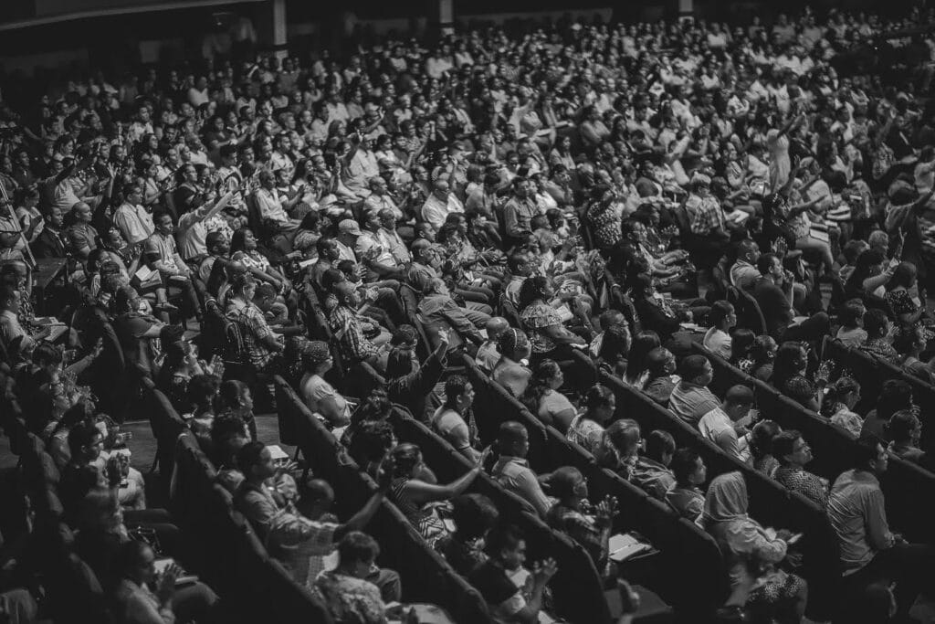 the audience of a live stage play