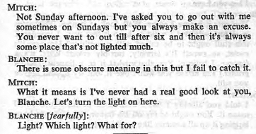 an excerpt from the stage play: A Streetcar Named Desire