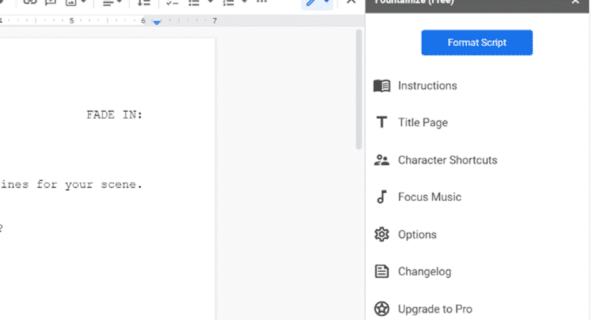 character shortcuts in fountainize