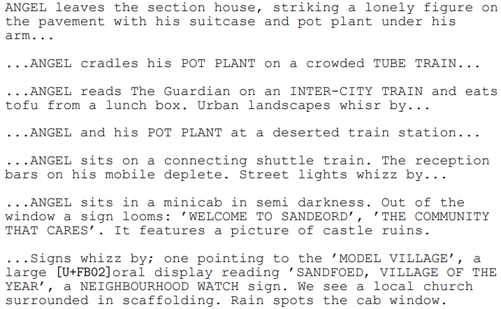 montage format from the screenplay for Hot Fuzz