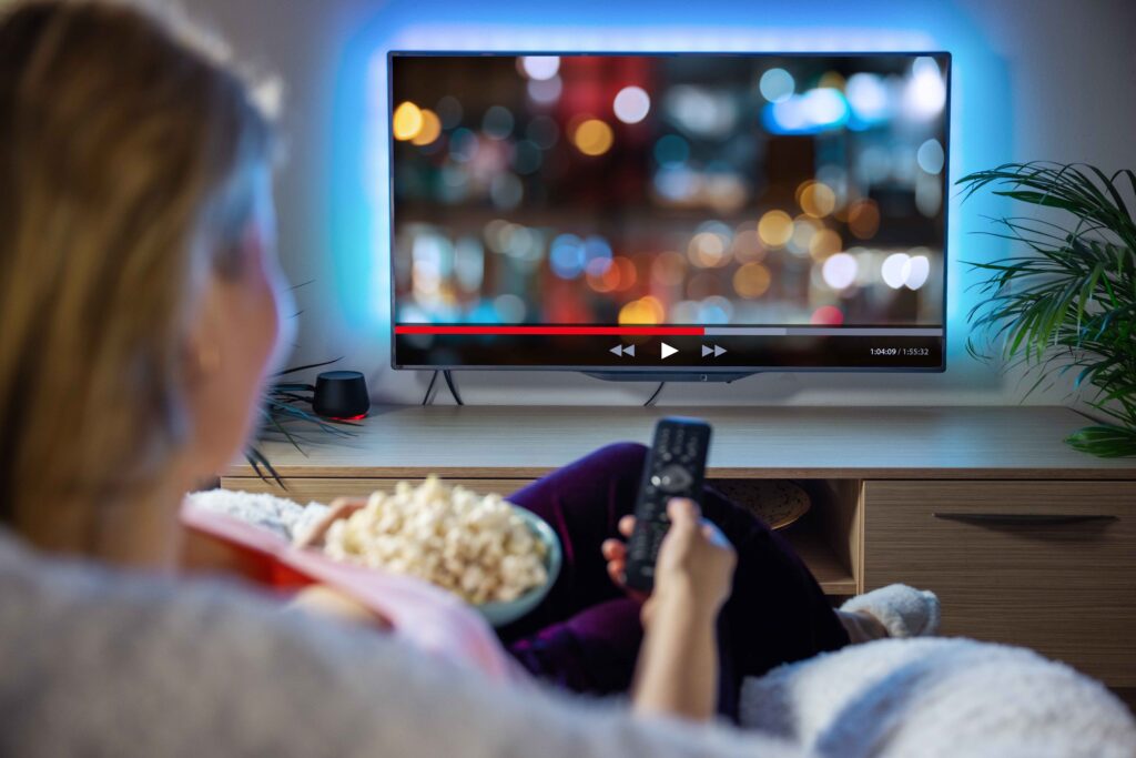 A woman watching television