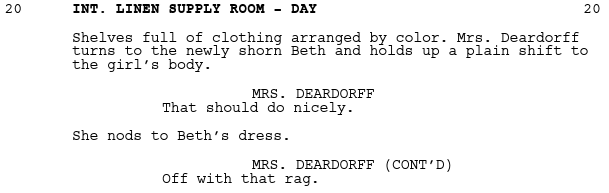 third person POV in a script