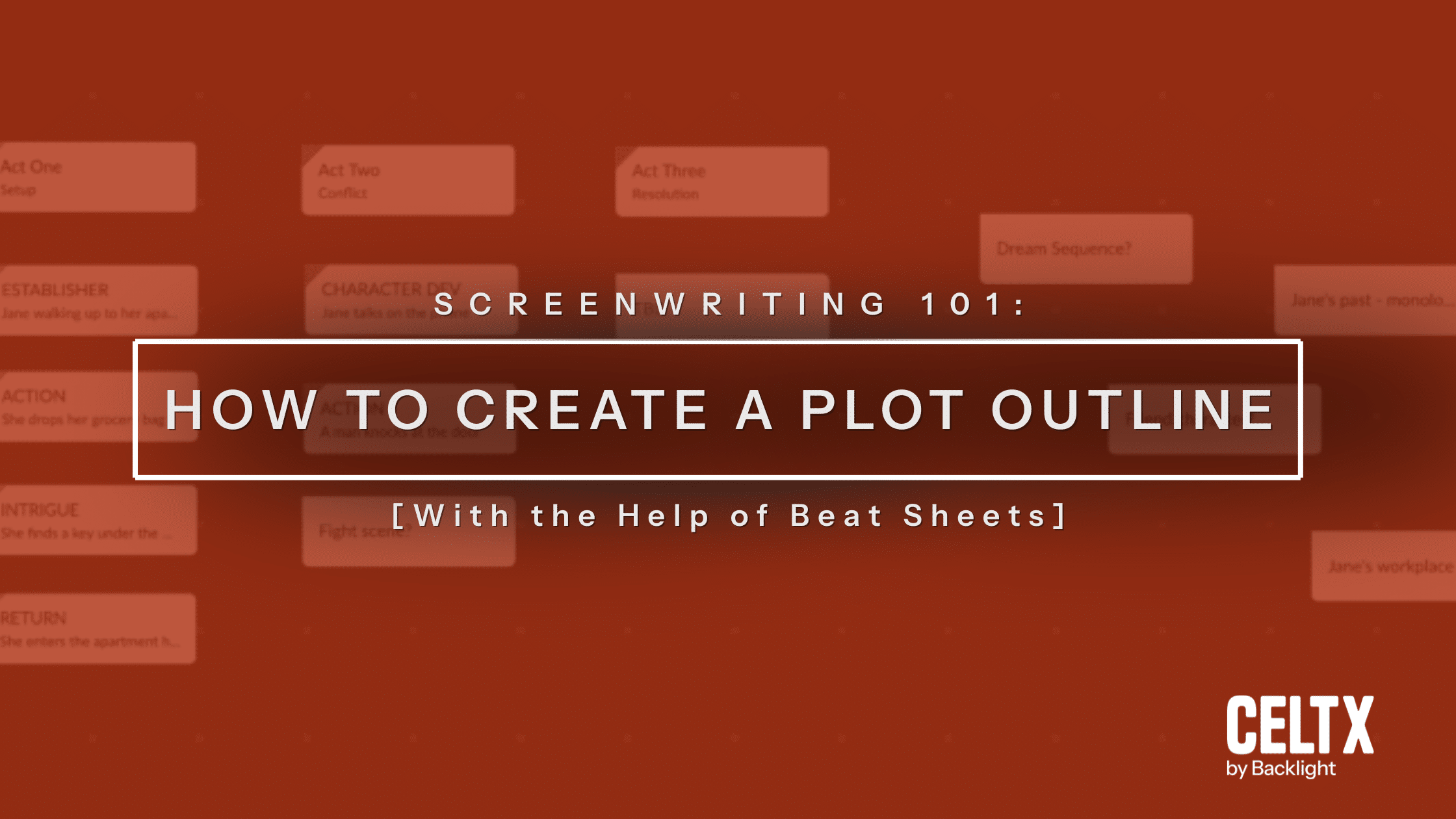 screenwriting wow: how to create a plot outline [with the help of beat sheet] celtx logo is at the bottom right.
