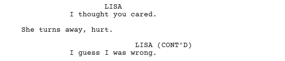 a line of action between two lines of dialogue