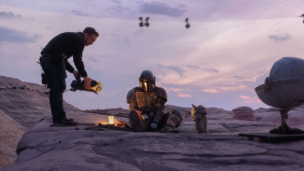behind the scenes shooting The Mandalorian