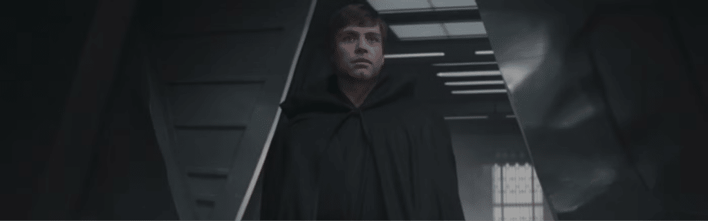A still from Disney's The Mandalorian, which used AI voice technology to recreate the voice of young Luke Skywalker.