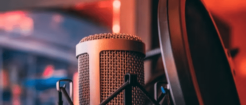 A close-up of a microphone as we discuss AI in film and AI voice-cloning technology, Respeecher.