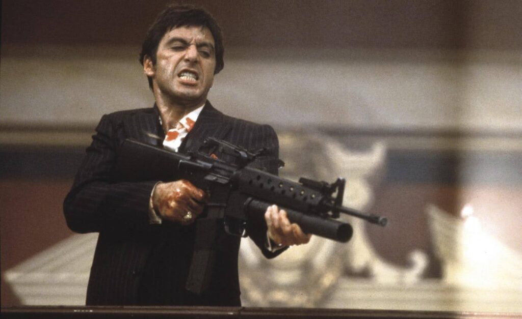 A still from the movie Scarface - an example of ethos not always being good.