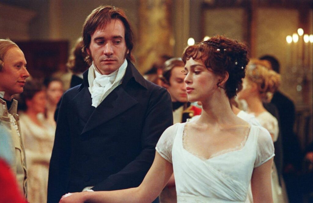 A still from the movie Pride and Prejudice showing Elizabeth and Mr. Darcy heading out to the dance floor. This blog answers the question, "how to write a script"