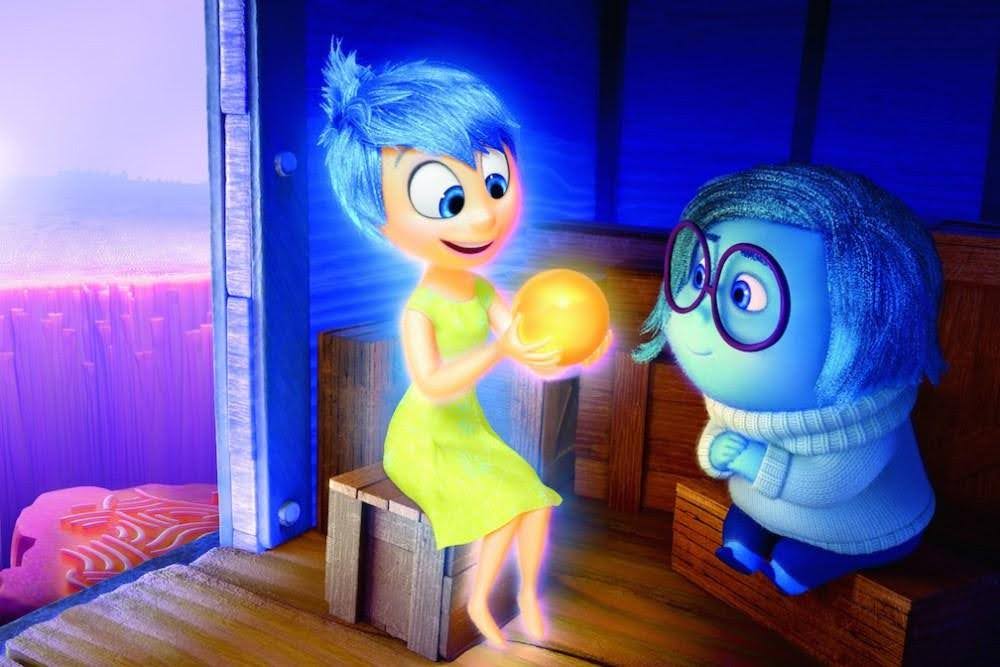 Joy and Sadness looking at a core memory in the film Inside Out