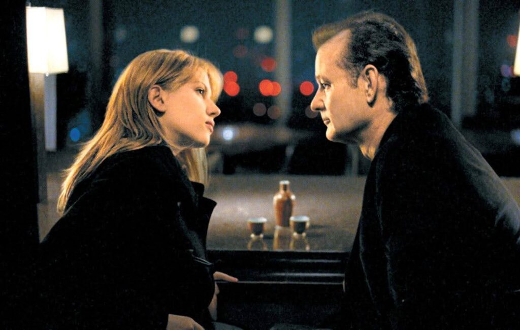 A still from the film Lost in Translation. This scene between Scarlett Johannson and Bill Murray is being used as an example of subtext in film - an important element of writing any script, but especially important in romantic or intense scenes.