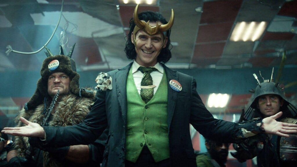 A trickster character archetype, like Loki from Marvel, using mischief to challenge the hero.