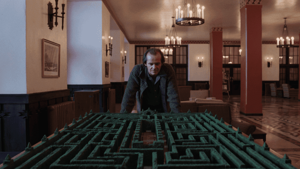 A still from the film The Shining, used as an example of how to create a film treatment