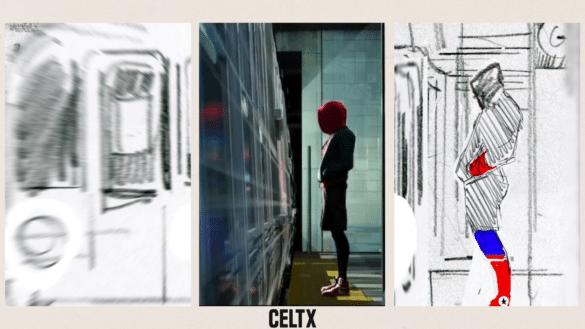 stills from the animatic storyboard for Into the Spiderverse: what is an animatic?