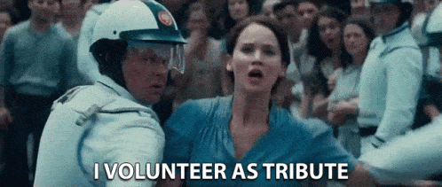 Example of inciting incident: Katniss steps forward and volunteers as tribute.
