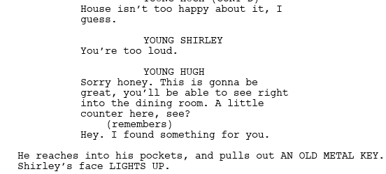 example of personification in screenwriting: the house from The Haunting of Hill House is referred to as alive