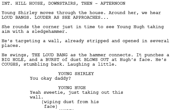 excerpt from the script for The Haunting of Hill House
