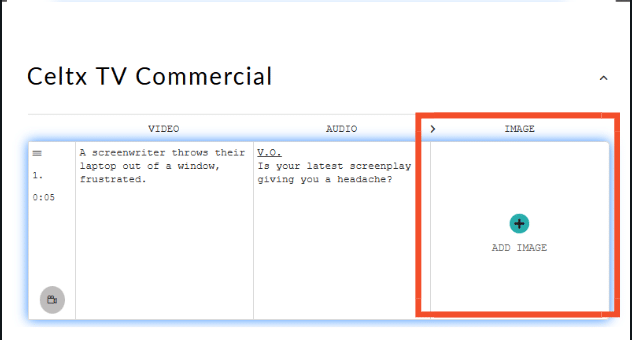 How to add an image to your tv commercial script using celtx