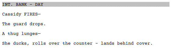 action scene format - an action scene formatting with celtx script writing software