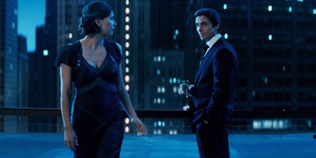 Christian Bale as Bruce Wayne. Bruce Wayne's struggle is a b story
