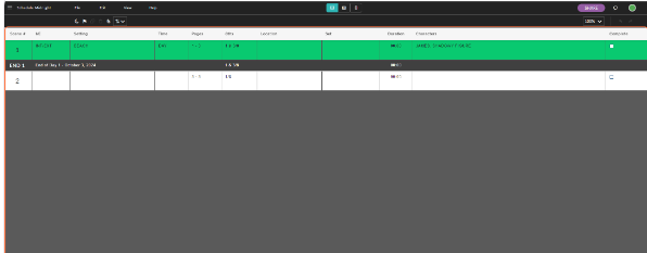 film schedule