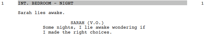 voice over script format using celtx screenwriting software