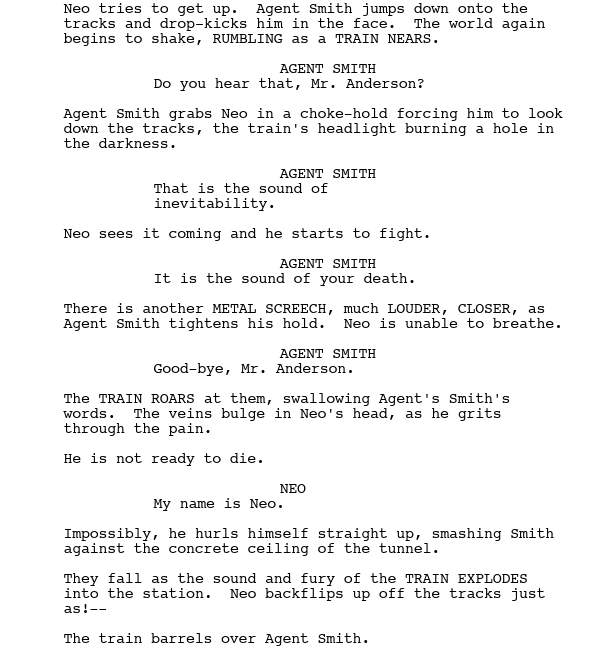 example of a scripted fight scene: The Matrix