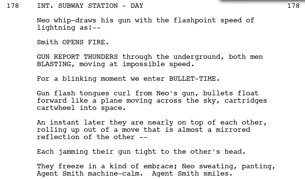 a scripted fight scene from The Matrix
