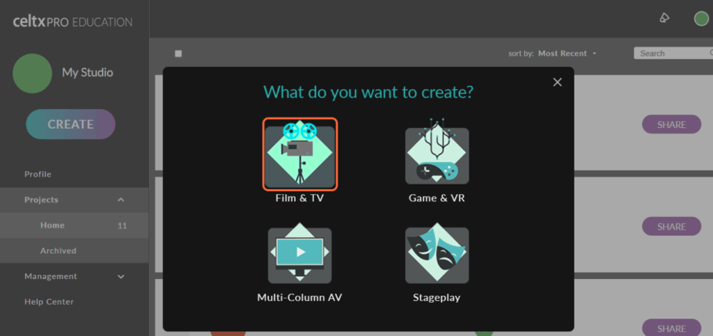 creating a storyboard using celtx