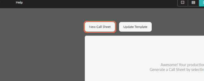 Screenshot from inside the celtx (sometimes misspelled as celtex or celtix) software - the "New Call Sheet" button is highlighted.